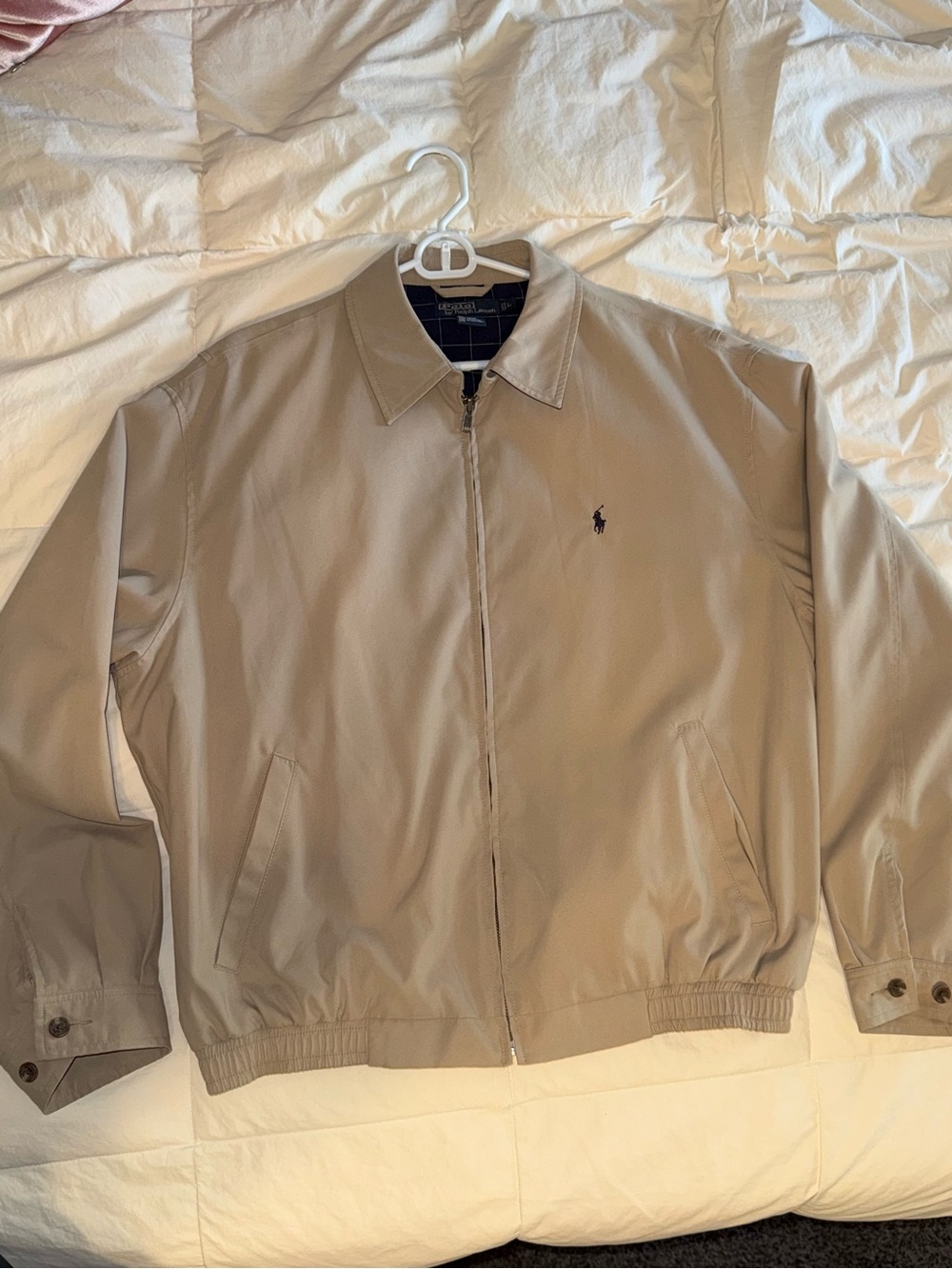 Vintage 90s Polo Ralph Lauren Harrington Jacket L Khaki Plaid Lined